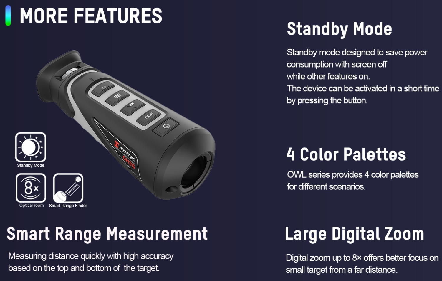 HIKMICRO OWL OH35 Monocolo THERMAL Dig.Zoom 2.3/18.4x 16G Wifi 1024×780 Oled Lens 35mm (A)